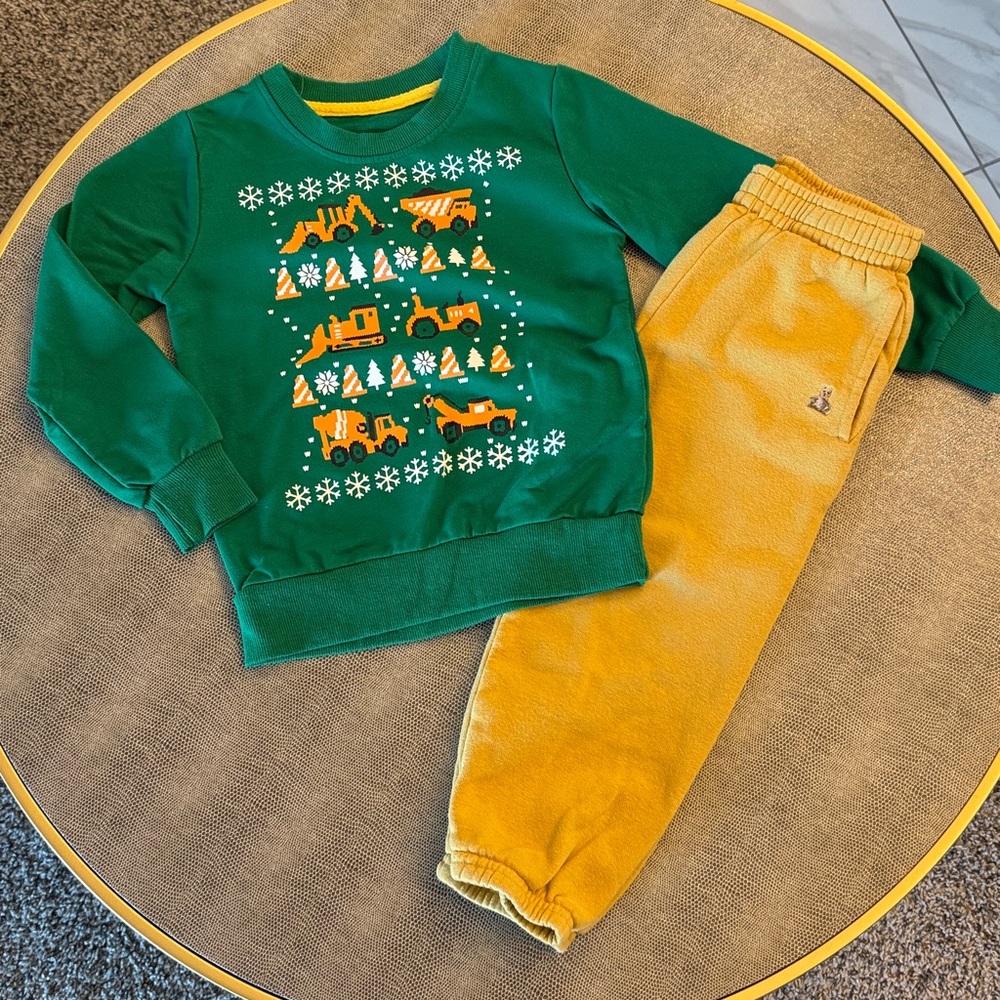 Kids Construction Trucks Holiday Sweater Sweatshirt